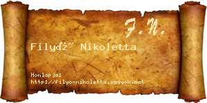 Filyó Nikoletta névjegykártya