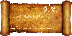 Filyó Nikoletta névjegykártya